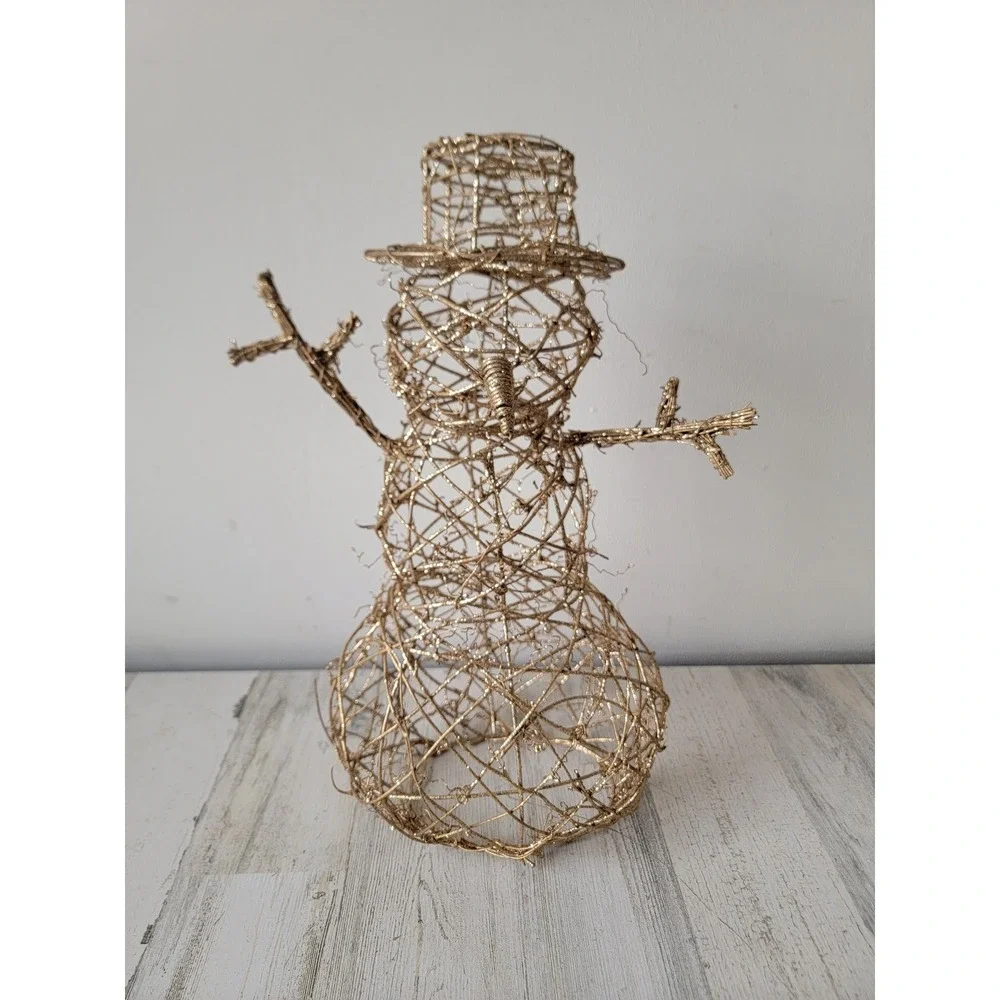 Golden‎ glitter snowman unique Xmas tabletop home decor figure